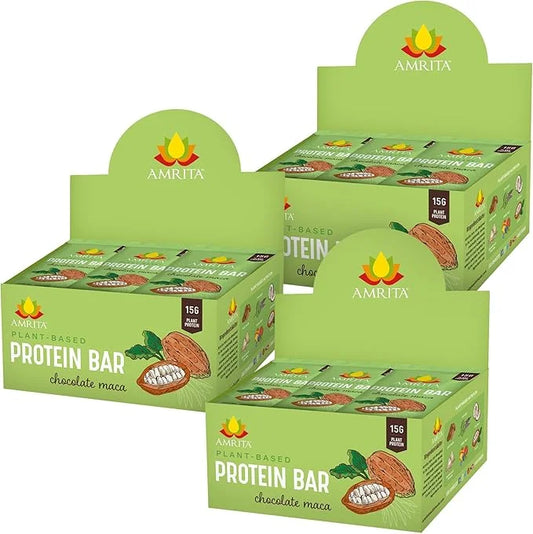 AMRITA Chocolate Maca Vegan Protein Bars 15g of