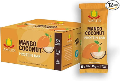 AMRITA Mango Coconut Vegan Protein Bars -15g Plant