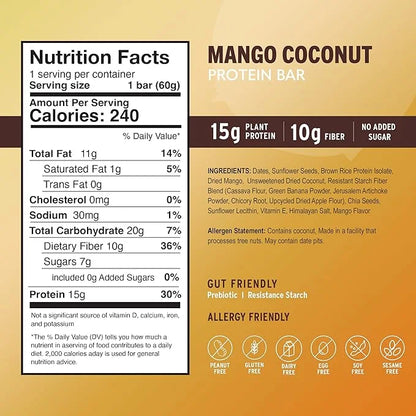 AMRITA Mango Coconut Vegan Protein Bars -15g Plant