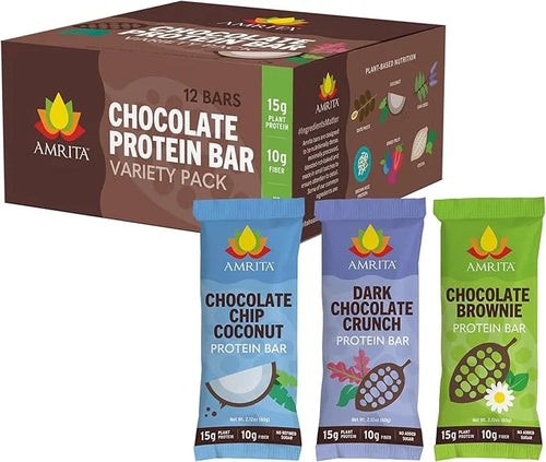 AMRITA Chocolate Vegan Protein Bars Variety 15g Plant