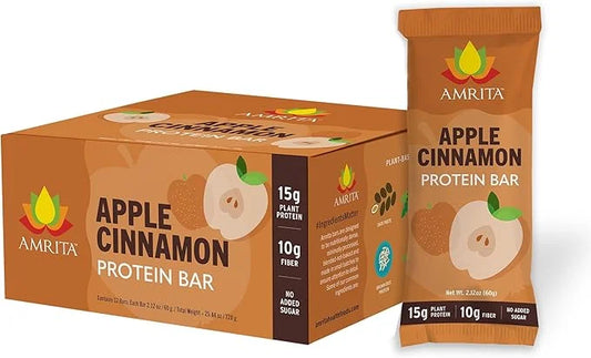AMRITA Apple Cinnamon Vegan Protein Bars 15g of