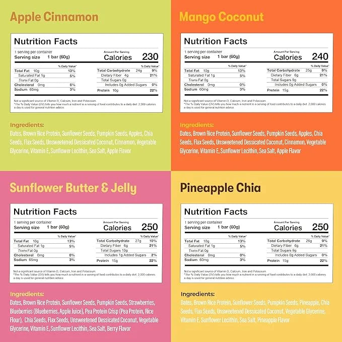 AMRITA Vegan Protein Bars Variety Pack (6 Flavors), |15g Plant