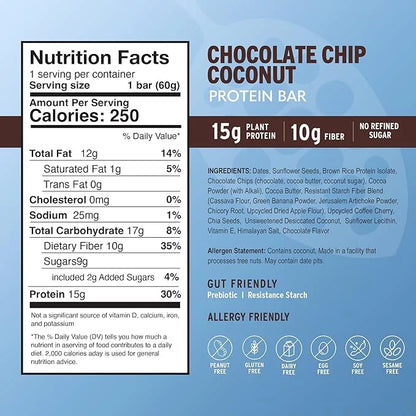 AMRITA Chocolate Chip Coconut Vegan Protein Bars -15g Plant