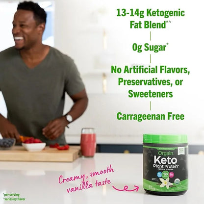 Orgain Organic Keto Vegan Protein Powder, 10g Plant 0g Sugar*, 0.97lb