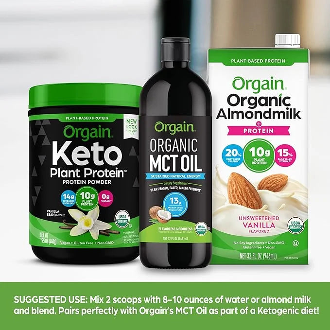 Orgain Organic Keto Vegan Protein Powder, 10g Plant 0g Sugar*, 0.97lb