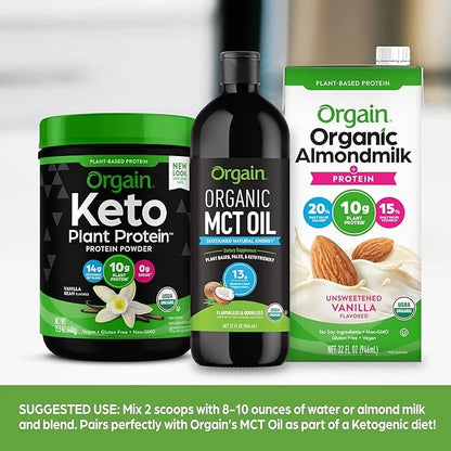 Orgain Organic Keto Vegan Protein Powder, 10g Plant 0g Sugar*, 0.97lb