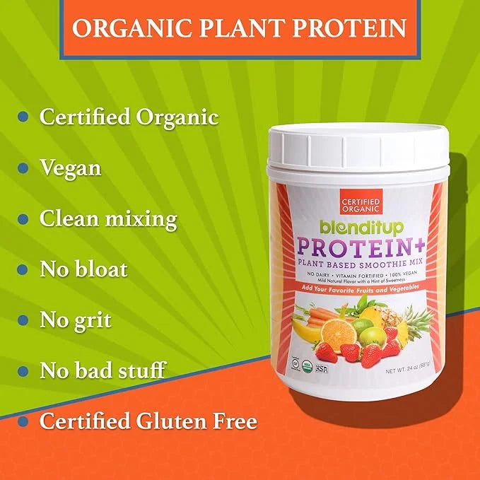 Blenditup Protein + Smoothie Mix Organic (24oz.) 100% 100% Vegan,