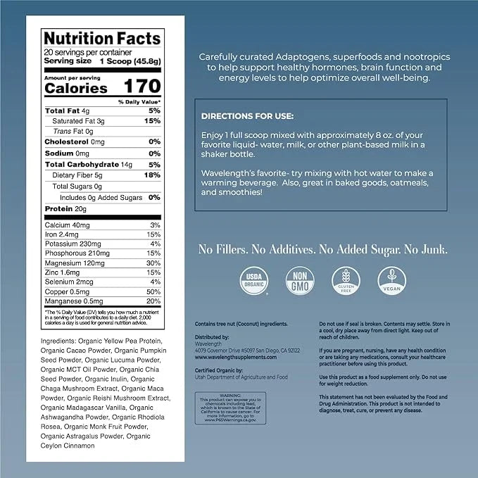 CHOCOLATE Organic Plant-Based Superfood Protein Powder! (32.33 oz,