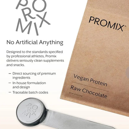 Promix Plant-Based Vegan Protein Powder, Raw Chocolate 2.5lb Bulk B-12 -