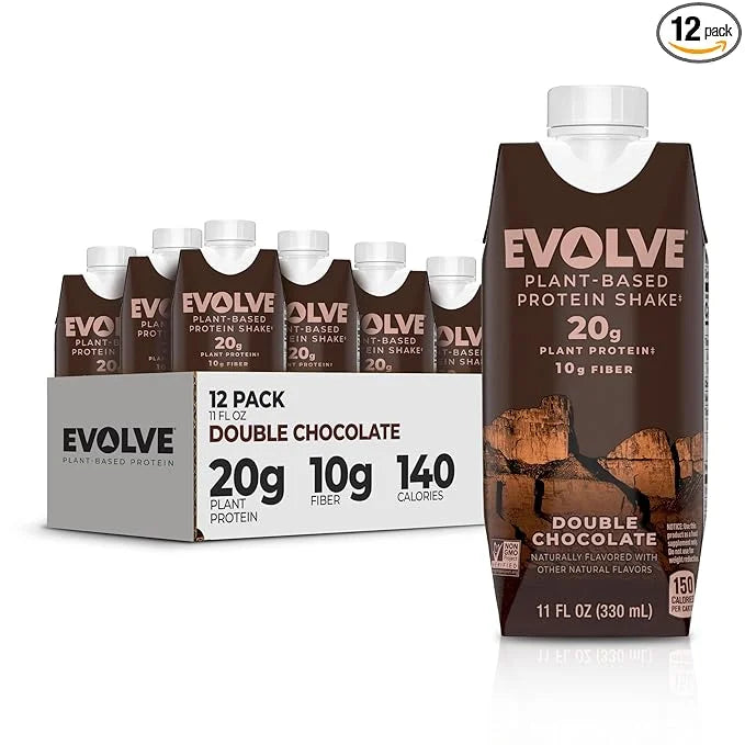 Evolve Plant Based Protein Shake, Double 20g Vegan 10g Fiber, 11 Fl 12) -