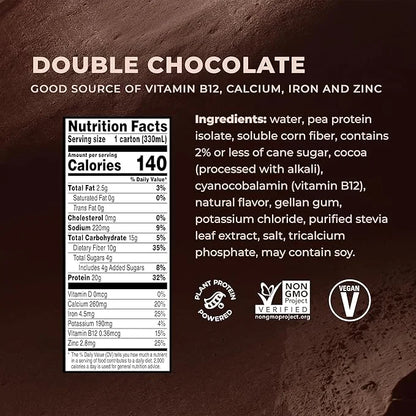 Evolve Plant Based Protein Shake, Double 20g Vegan 10g Fiber, 11 Fl 12) -
