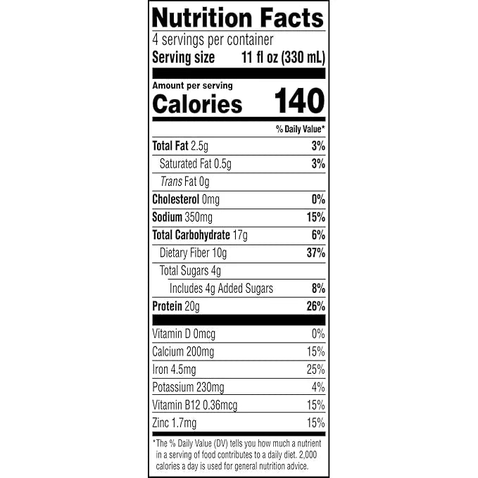 Evolve Plant Based Protein Shake, Double 20g Vegan 10g Fiber, 11 Fl 12) -