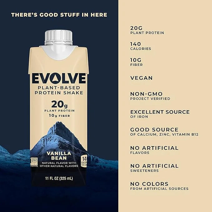 Evolve Plant Based Protein Shake, Vanilla 20g Vegan 10g Fiber, 11 Fl 12) (Formula