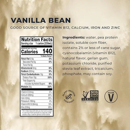 Evolve Plant Based Protein Shake, Vanilla 20g Vegan 10g Fiber, 11 Fl 12) (Formula