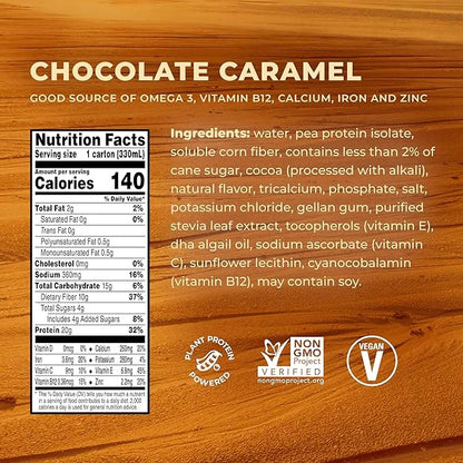 Evolve Plant Based Protein Shake, Chocolate 20g Vegan 10g Fiber, 11oz, (12 (12 Pack)