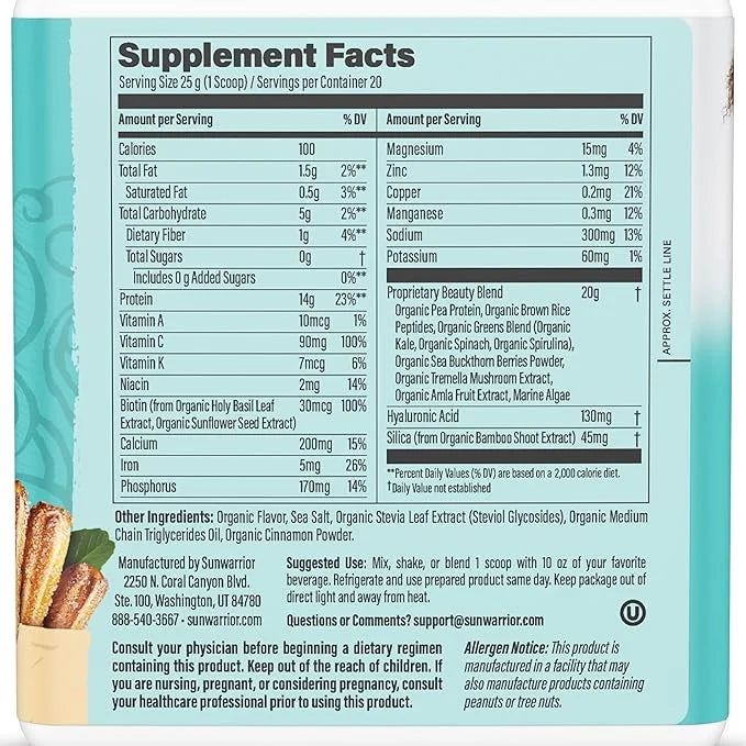 Sunwarrior Vegan Collagen Protein Powder Plant-based 20 Servings