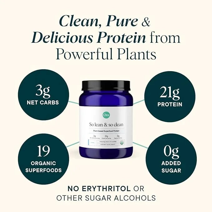 Ora Organic Protein Powder 21g Plant-Based 20 Servings,