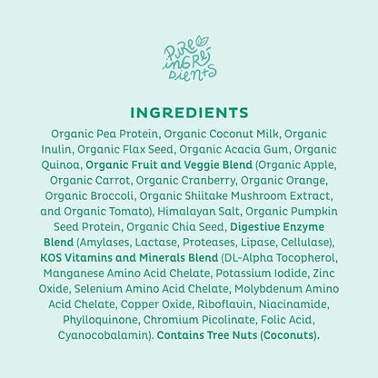 KOS Vegan Protein Powder, Unflavored & Unsweetened 20 Servings