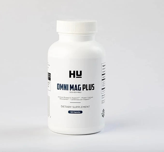 HU-Omni MAG Plus D3+K2+Mg: Vitamin D Supplement D3 5,000 5,000 IU, K2 120 120 mcg(MK7), mcg(MK7), MG 75mg - 120 Capsules