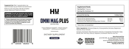 HU-Omni MAG Plus D3+K2+Mg: Vitamin D Supplement D3 5,000 5,000 IU, K2 120 120 mcg(MK7), mcg(MK7), MG 75mg - 120 Capsules