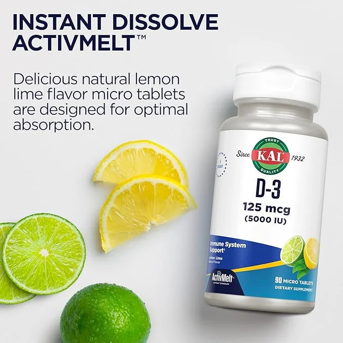 KAL Vitamin D-3 5000 IU ActivMelt, 90 Servings, 90 Micro