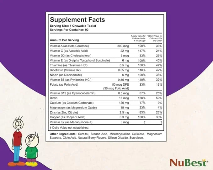 NuBest Tall Kids 2 to 9 - 90 Chewable 3 Pack