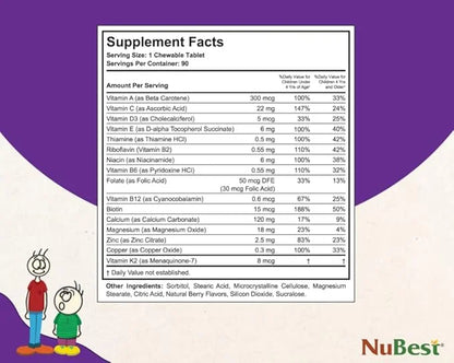 NuBest Tall Kids 2 to 9 - 90 Chewable 3 Pack