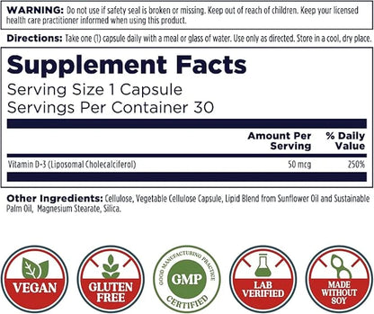 KAL Liposomal Vitamin D3 50 mcg, 30 Servings