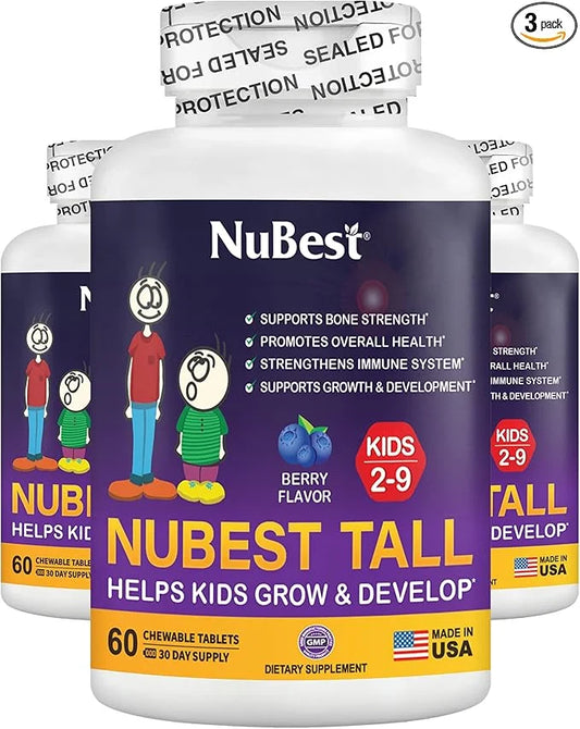NuBest Tall Kids for Toddlers and 2 to 9 - 60 Chewable 3 Pack