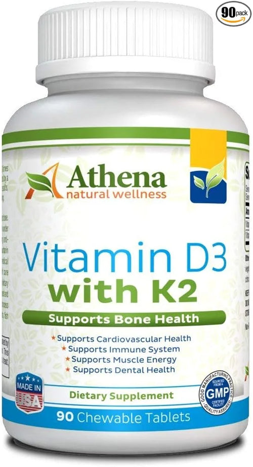 Athena - Vitamin D3 2000IU K2 (MK7) (MK7) - 90 Chewable