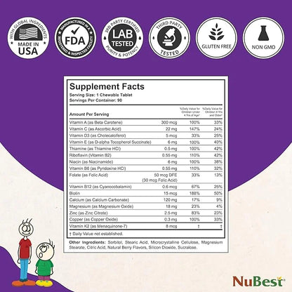 NuBest Tall Kids 2 to 9 - 90 Chewable 2 Pack