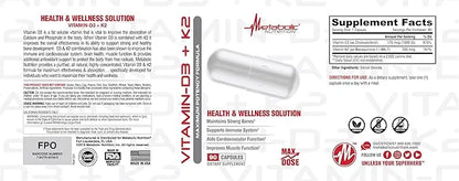 Metabolic Nutrition Vitamin D3 + K2, 90 Veggie 7000IU per