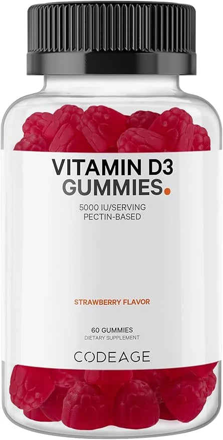 Codeage Vitamin D3 Gummy Vitamins, Vitamin D3 5000 5000 IU 125 mcg, 60 Count