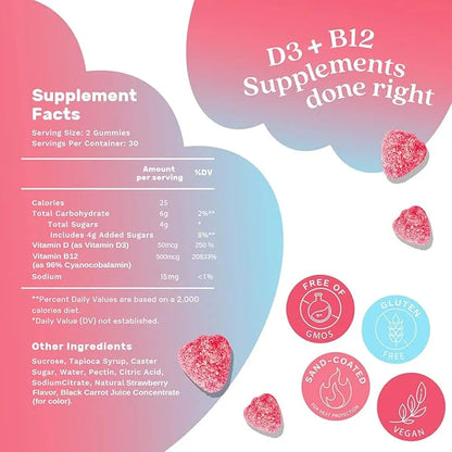 BeLive Vitamin D3 Gummies with B12 Vitamins B12 & D3, Provides 2-Pack