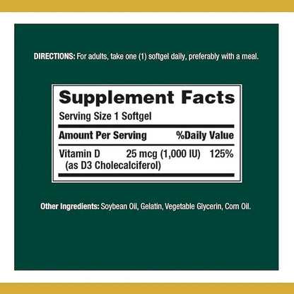 Nature's Bounty Vitamin D3 1000 IU 350 Count
