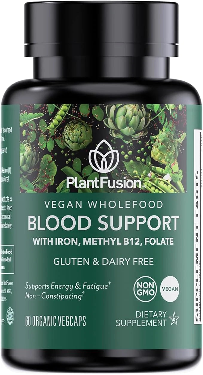 PlantFusion Vegan Iron Supplement for Women B12, Folate 60 Capsules