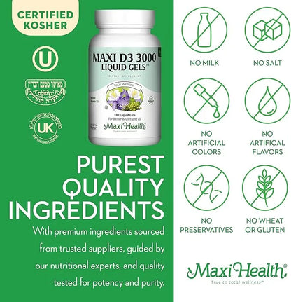 Maxi Health Kosher Vitamin D3 3000 IU 3000 IU D3 (180 (180 Liquid