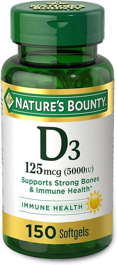 Nature's Bounty Vitamin D3, Immune and 5000IU, Rapid 150 Ct