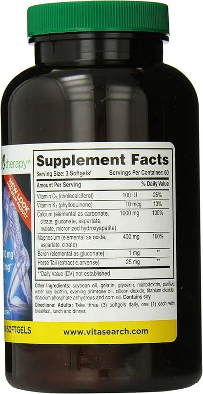 Phyto-Therapy Liquid Calcium with Magnesium Softgels, 1000 mg, 180 Count