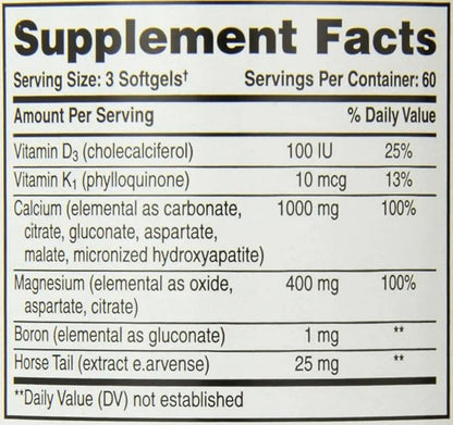 Phyto-Therapy Liquid Calcium with Magnesium Softgels, 1000 mg, 180 Count