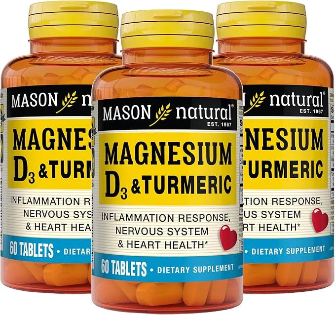 MASON NATURAL Magnesium & Vitamin D3 60 Tablets 3)
