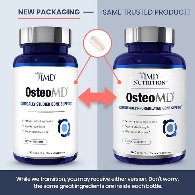 1MD Nutrition OsteoMD for Comprehensive Bone Support D3 & K2 | 180 Capsules (2-Pack)