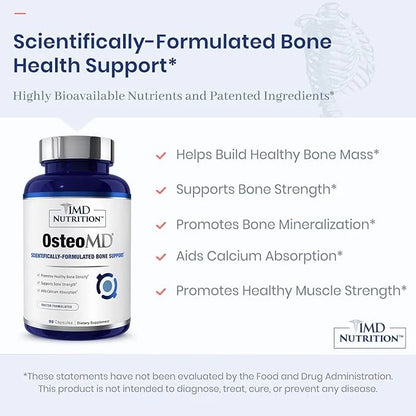 1MD Nutrition OsteoMD for Comprehensive Bone Support D3 & K2 | 180 Capsules (2-Pack)