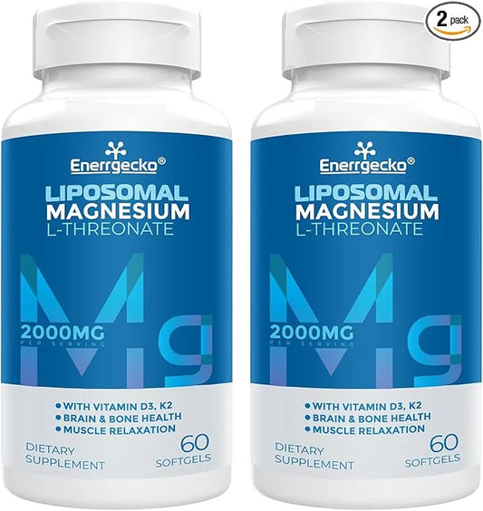 Liposomal Magnesium L-Threonate Softgels 2000mg D3 & K2 - 60 Softgels 2 (120 (120 Ct)