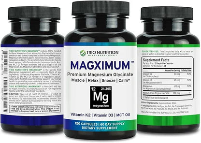 TRIO NUTRITION MagX Magnesium Glycinate, Vitamin D3, Vitamin K2 &