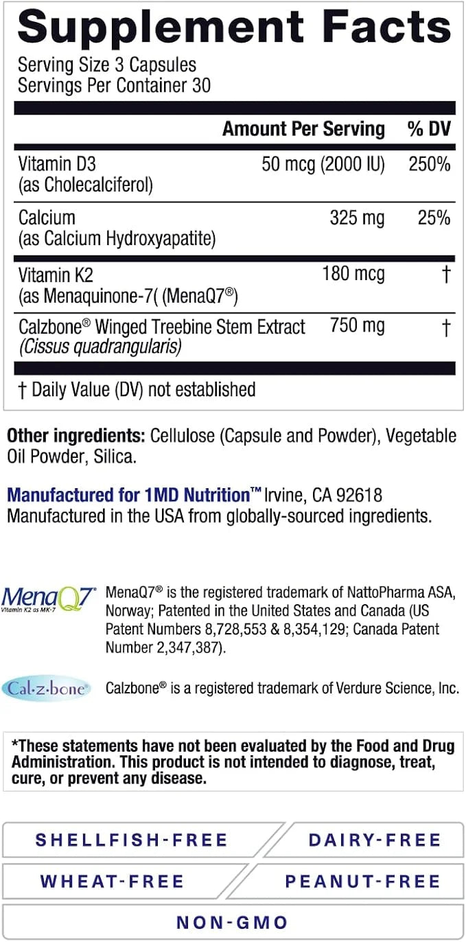 1MD Nutrition OsteoMD for Comprehensive Support D3 & K2-90 Capsules