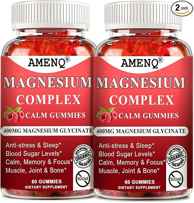 Organic Magnesium Glycinate 400mg Gummies,10-in-1 Magnesium D3 Plus 120-Ct