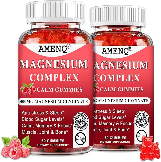 Organic Magnesium Glycinate 400mg Gummies,10-in-1 Magnesium D3 Plus 120-Ct
