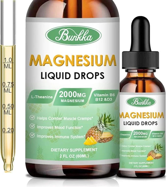 Magnesium Glycinate Supplement, Magnesium Liquid Drops 500mg Magnesium 30 Day