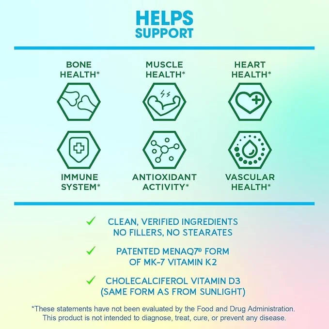 BioEmblem Vitamin D3 K2 Capsules (5000IU 200mcg) - MK7 and MK4 for 3-in-1 Complex K2 Supplement 90 Caps